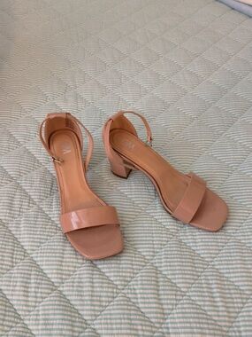 Camilla & Marc Nude Block Heel Sandals with Ankle Strap